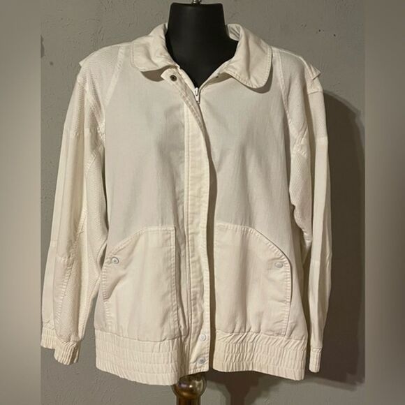 Vintage Retro 1980s Dawn lightweight white medium cotton blend canvas jacket - Picture 1 of 15